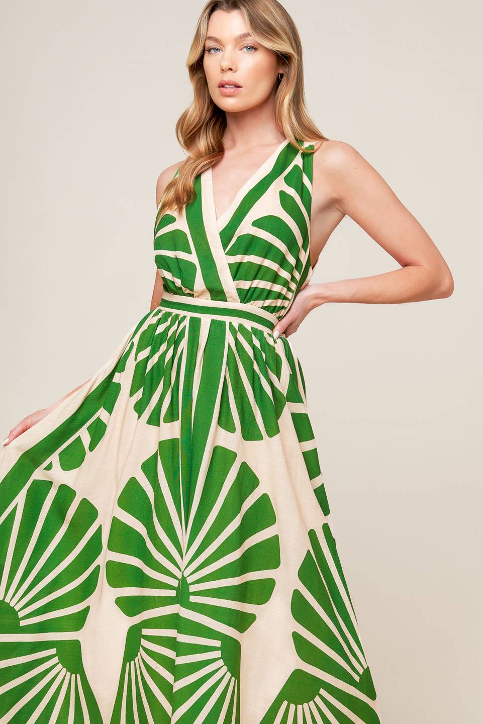 SWEPT ME OFF MY FEET GREEN WOVEN MIDI DRESS Flying Tomato
